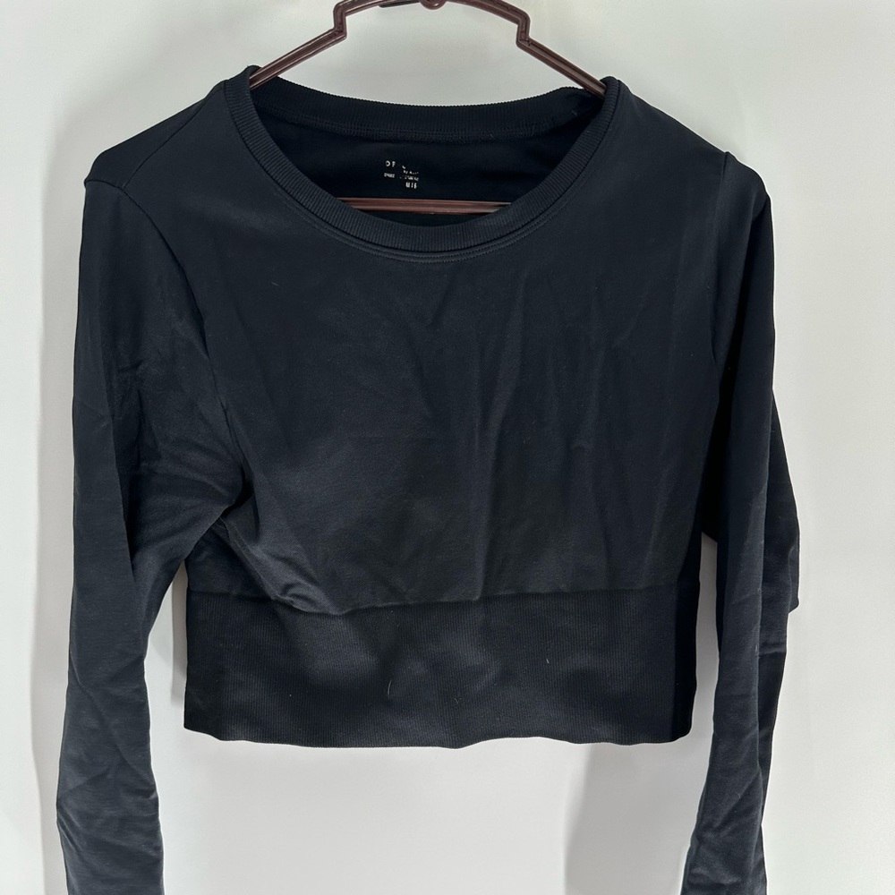 Aerie Black Long Sleeve Crop Top